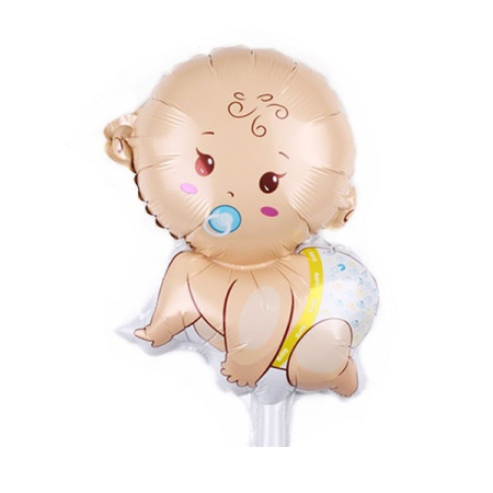 Balon din Folie Metalizata, Flippy, Mini Figurina, Model Bebelus Baietel, Tematica Gender Reveal, 45x25 cm, Ambalaj Individual, Pai Inclus, Umflare cu Aer sau Heliu, Multicolor [4]
