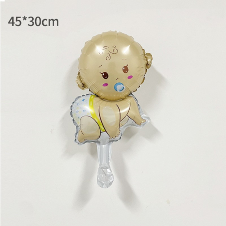 Balon din Folie Metalizata, Flippy, Mini Figurina, Model Bebelus Baietel, Tematica Gender Reveal, 45x25 cm, Ambalaj Individual, Pai Inclus, Umflare cu Aer sau Heliu, Multicolor [1]