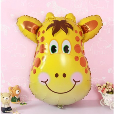 Balon din Folie Metalizata, Flippy, Mini Figurine Animalute, Model Girafa, Tematica Aniversare, 32x45 cm, Ambalaj Individual, Pai Inclus, Umflare cu Aer sau Heliu, Multicolor [5]