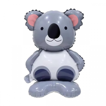 Articole petrecere - Balon din Folie Metalizata, Flippy, Mini Figurine Animalute, Model Koala, Tematica Aniversare, 38x58 cm, Ambalaj Individual, Pai Inclus, Umflare cu Aer sau Heliu, Multicolor