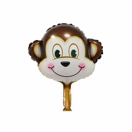 Balon din Folie Metalizata, Flippy, Mini Figurine Animalute, Model Maimutica, Tematica Aniversare, 42x42 cm, Ambalaj Individual, Pai Inclus, Umflare cu Aer sau Heliu, Multicolor [6]