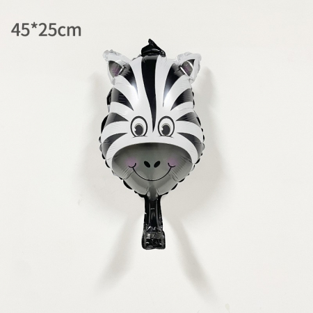 Balon din Folie Metalizata, Flippy, Mini Figurine Animalute, Model Zebra, Tematica Aniversare, 25x45 cm, Ambalaj Individual, Pai Inclus, Umflare cu Aer sau Heliu, Multicolor [4]