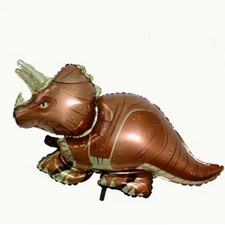 Balon din Folie Metalizata, Flippy, Mini Figurine Dinozauri, Model Triceratops, Tematica Aniversare, 47x32 cm, Ambalaj Individual, Pai Inclus, Umflare cu Aer sau Heliu, Multicolor [3]