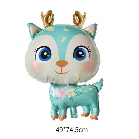 Balon din Folie Metalizata, Flippy, Mini Figurine, Model Cerb, Tematica Aniversare, 49x74.5 cm, Ambalaj Individual, Pai Inclus, Umflare cu Aer sau Heliu, Albastru [11]