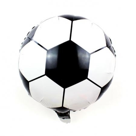 Balon din Folie Metalizata, Flippy, Mini Figurine, Model Minge de Fotbal, Tematica Aniversare, 30x24 cm, Ambalaj Individual, Pai Inclus, Umflare cu Aer sau Heliu, Alb-Negru [3]