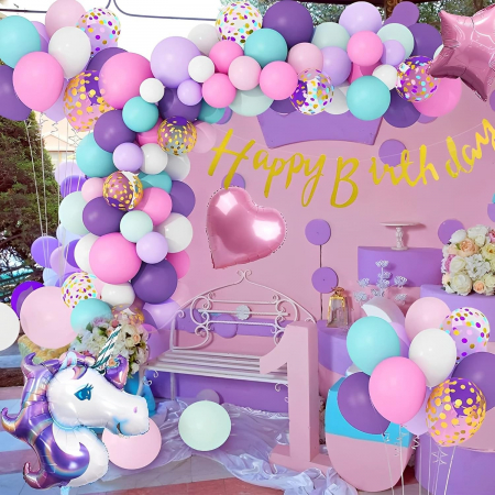 Balon din Folie Metalizata, Flippy, Mini Figurine, Model Unicorn, Tematica Aniversare, 115x76 cm, Ambalaj Individual, Pai Inclus, Umflare cu Aer sau Heliu, Multicolor [2]