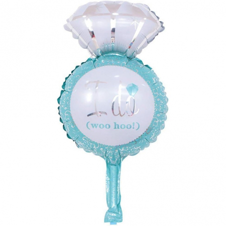 Balon din Folie Metalizata, Flippy, Mini Figurine Nunta, Model Inel de Logodna, Tematica Cerere in Casatorie, 46x23 cm, Ambalaj Individual, Pai Inclus, Umflare cu Aer sau Heliu, Albastru [3]