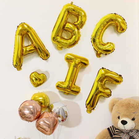 Balon Folie Metalizata Litera A, Flippy, 40 cm, Umflati cu Heliu sau Aer, Ambalaj Individual, Pai inclus, Auriu [3]
