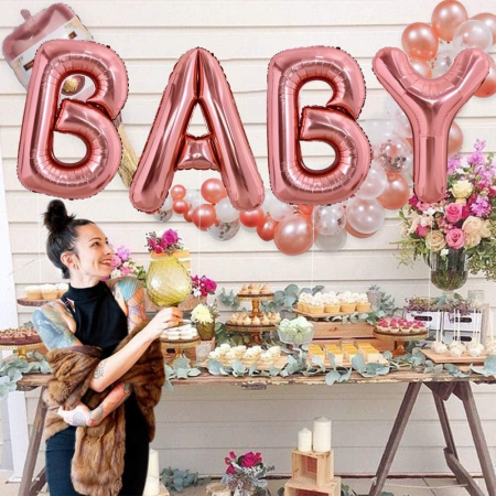 Balon Folie Metalizata Litera B, Flippy, 80 cm, Umflati cu Heliu sau Aer, Ambalaj Individual, Pai inclus, Rose Gold [5]