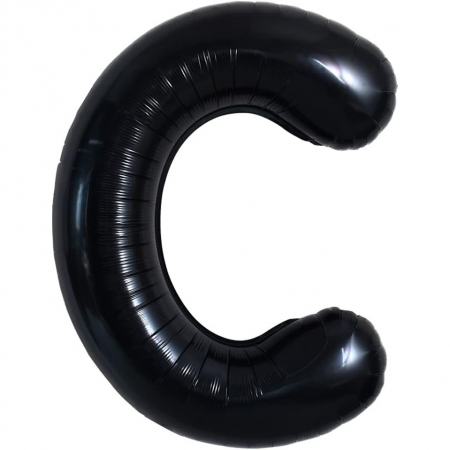 Articole petrecere - Balon Folie Metalizata Litera C, Flippy, 40 cm, Umflati cu Heliu sau Aer, Ambalaj Individual, Pai inclus, Negru