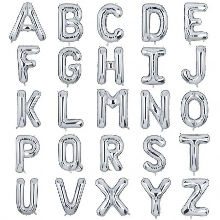 Balon Folie Metalizata Litera D, Flippy, 40 cm, Umflati cu Heliu sau Aer, Ambalaj Individual, Pai inclus, Argintiu [11]