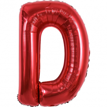 Balon Folie Metalizata Litera D, Flippy, 40 cm, Umflati cu Heliu sau Aer, Ambalaj Individual, Pai inclus, Rosu [5]