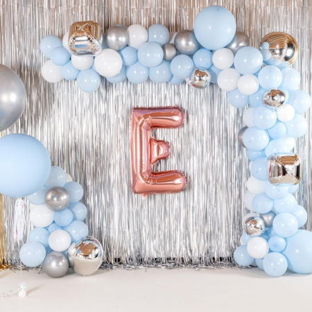 Balon Folie Metalizata Litera E, Flippy, 100 cm, Umflati cu Heliu sau Aer, Ambalaj Individual, Pai inclus, Rose Gold [5]