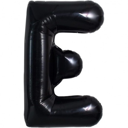 Articole petrecere - Balon Folie Metalizata Litera E, Flippy, 40 cm, Umflati cu Heliu sau Aer, Ambalaj Individual, Pai inclus, Negru