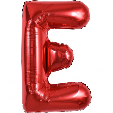 Balon Folie Metalizata Litera E, Flippy, 40 cm, Umflati cu Heliu sau Aer, Ambalaj Individual, Pai inclus, Rosu [5]