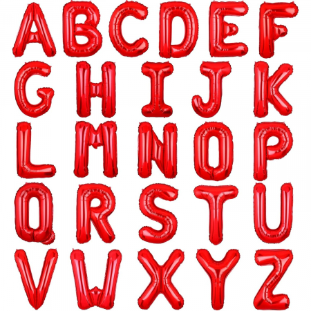 Balon Folie Metalizata Litera F, Flippy, 40 cm, Umflati cu Heliu sau Aer, Ambalaj Individual, Pai inclus, Rosu [6]