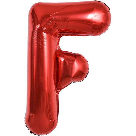 Balon Folie Metalizata Litera F, Flippy, 40 cm, Umflati cu Heliu sau Aer, Ambalaj Individual, Pai inclus, Rosu [4]