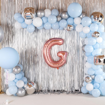 Balon Folie Metalizata Litera G, Flippy, 100 cm, Umflati cu Heliu sau Aer, Ambalaj Individual, Pai inclus, Rose Gold [5]