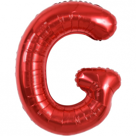 Balon Folie Metalizata Litera G, Flippy, 40 cm, Umflati cu Heliu sau Aer, Ambalaj Individual, Pai inclus, Rosu [6]