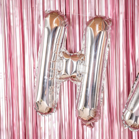 Balon Folie Metalizata Litera H, Flippy, 40 cm, Umflati cu Heliu sau Aer, Ambalaj Individual, Pai inclus, Argintiu [5]