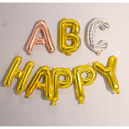 Balon Folie Metalizata Litera H, Flippy, 40 cm, Umflati cu Heliu sau Aer, Ambalaj Individual, Pai inclus, Auriu [5]