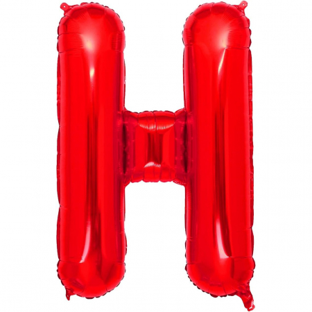 Balon Folie Metalizata Litera H, Flippy, 40 cm, Umflati cu Heliu sau Aer, Ambalaj Individual, Pai inclus, Rosu [3]