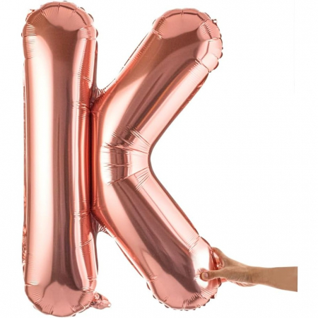 Balon Folie Metalizata Litera K, Flippy, 100 cm, Umflati cu Heliu sau Aer, Ambalaj Individual, Pai inclus, Rose Gold [7]