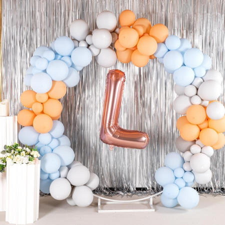 Balon Folie Metalizata Litera L, Flippy, 100 cm, Umflati cu Heliu sau Aer, Ambalaj Individual, Pai inclus, Rose Gold [5]