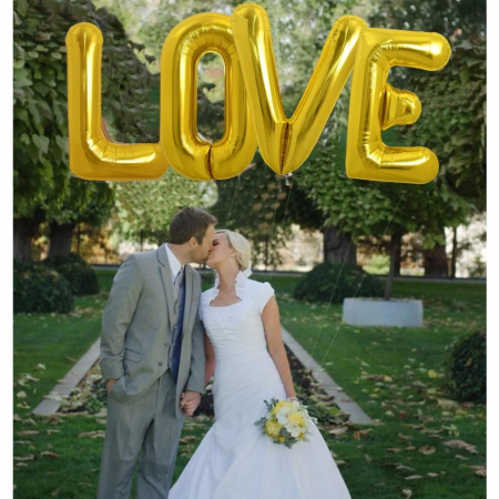 Balon Folie Metalizata Litera L, Flippy, 40 cm, Umflati cu Heliu sau Aer, Ambalaj Individual, Pai inclus, Auriu [3]