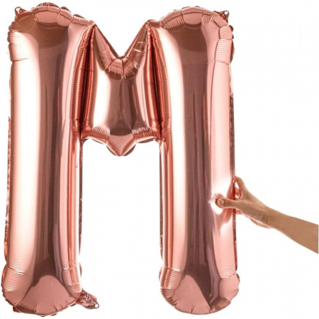 Balon Folie Metalizata Litera M, Flippy, 100 cm, Umflati cu Heliu sau Aer, Ambalaj Individual, Pai inclus, Rose Gold [7]
