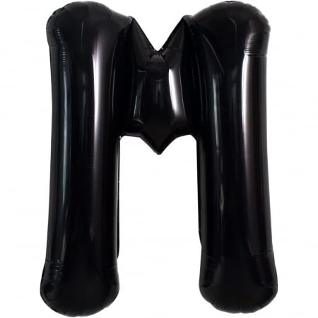 Balon Folie Metalizata Litera M, Flippy, 40 cm, Umflati cu Heliu sau Aer, Ambalaj Individual, Pai inclus, Negru [4]