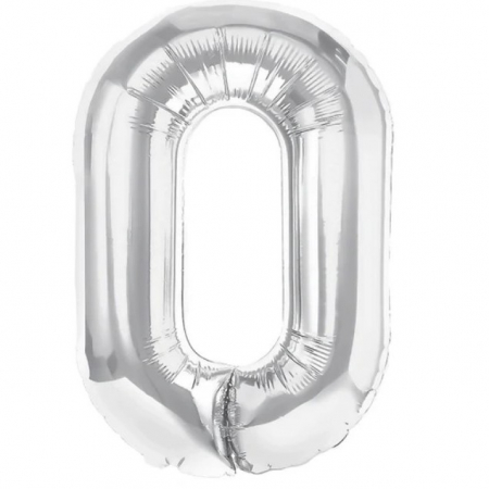 Articole petrecere - Balon Folie Metalizata Litera O, Flippy, 40 cm, Umflati cu Heliu sau Aer, Ambalaj Individual, Pai inclus, Argintiu