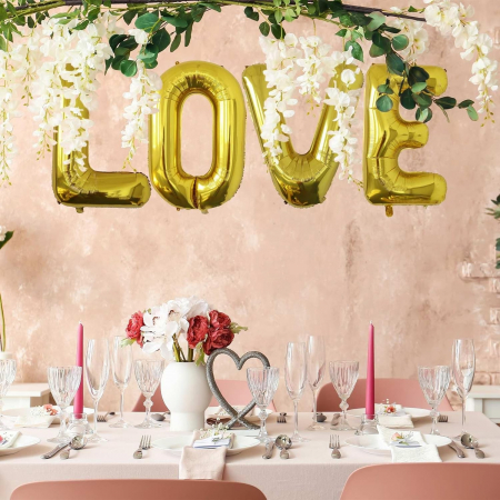 Balon Folie Metalizata Litera O, Flippy, 40 cm, Umflati cu Heliu sau Aer, Ambalaj Individual, Pai inclus, Auriu [1]