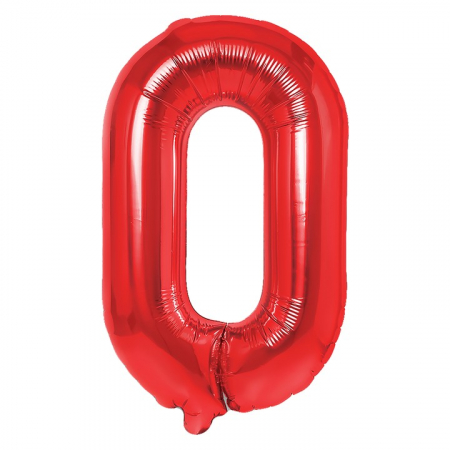 Articole petrecere - Balon Folie Metalizata Litera O, Flippy, 40 cm, Umflati cu Heliu sau Aer, Ambalaj Individual, Pai inclus, Rosu