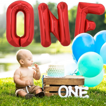 Balon Folie Metalizata Litera O, Flippy, 40 cm, Umflati cu Heliu sau Aer, Ambalaj Individual, Pai inclus, Rosu [3]