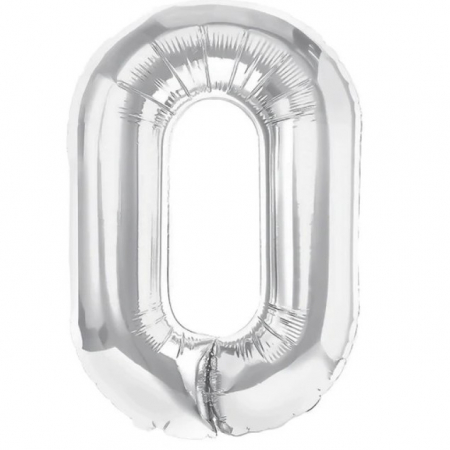 Articole petrecere - Balon Folie Metalizata Litera O, Flippy, 80 cm, Umflati cu Heliu sau Aer, Ambalaj Individual, Pai inclus, Argintiu