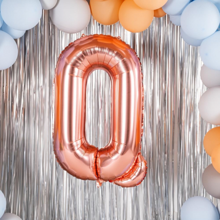 Balon Folie Metalizata Litera Q, Flippy, 100 cm, Umflati cu Heliu sau Aer, Ambalaj Individual, Pai inclus, Rose Gold [6]