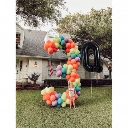 Balon Folie Metalizata Litera Q, Flippy, 40 cm, Umflati cu Heliu sau Aer, Ambalaj Individual, Pai inclus, Negru [2]