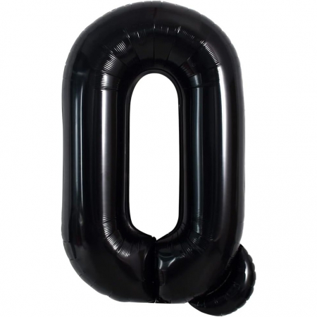 Articole petrecere - Balon Folie Metalizata Litera Q, Flippy, 40 cm, Umflati cu Heliu sau Aer, Ambalaj Individual, Pai inclus, Negru