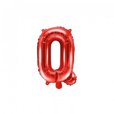 Balon Folie Metalizata Litera Q, Flippy, 40 cm, Umflati cu Heliu sau Aer, Ambalaj Individual, Pai inclus, Rosu [4]