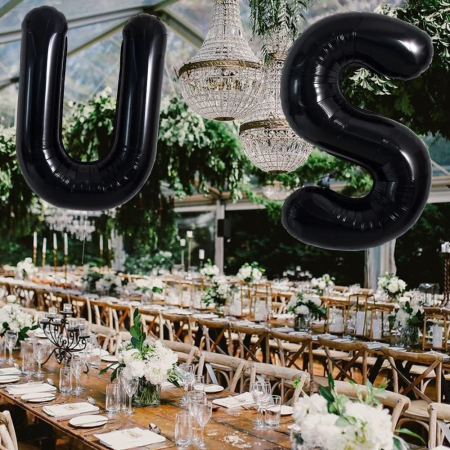 Balon Folie Metalizata Litera U, Flippy, 40 cm, Umflati cu Heliu sau Aer, Ambalaj Individual, Pai inclus, Negru [3]