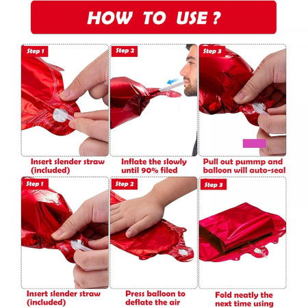 Balon Folie Metalizata Litera U, Flippy, 40 cm, Umflati cu Heliu sau Aer, Ambalaj Individual, Pai inclus, Rosu [5]