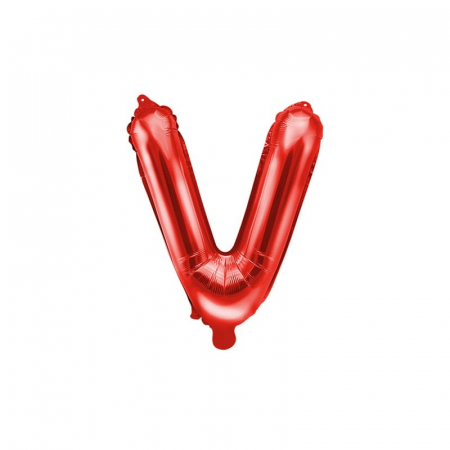 Balon Folie Metalizata Litera V, Flippy, 40 cm, Umflati cu Heliu sau Aer, Ambalaj Individual, Pai inclus, Rosu [2]
