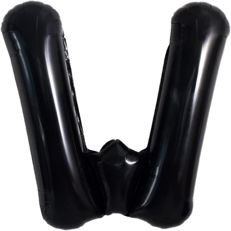 Balon Folie Metalizata Litera W, Flippy, 40 cm, Umflati cu Heliu sau Aer, Ambalaj Individual, Pai inclus, Negru [5]