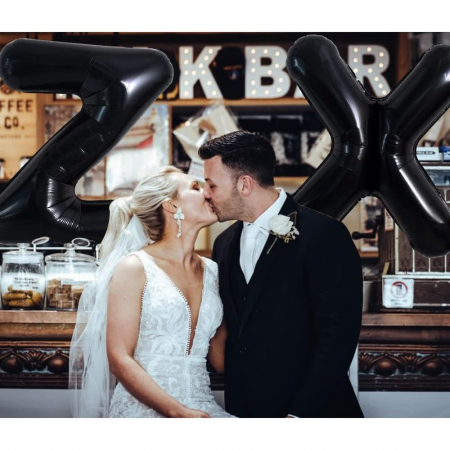 Balon Folie Metalizata Litera X, Flippy, 40 cm, Umflati cu Heliu sau Aer, Ambalaj Individual, Pai inclus, Negru [2]