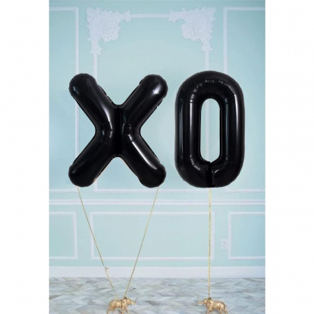 Balon Folie Metalizata Litera X, Flippy, 40 cm, Umflati cu Heliu sau Aer, Ambalaj Individual, Pai inclus, Negru [4]