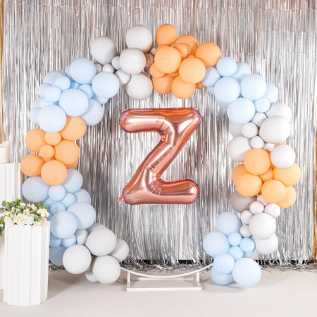 Balon Folie Metalizata Litera Z, Flippy, 100 cm, Umflati cu Heliu sau Aer, Ambalaj Individual, Pai inclus, Rose Gold [2]