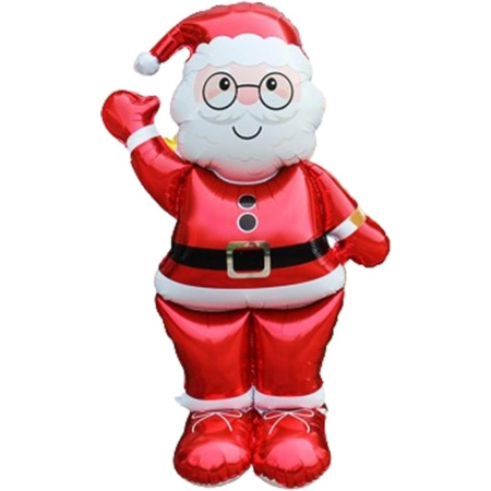 Articole petrecere - Balon Mos Craciun, Flippy, din Folie de Aluminiu, 90 x 155 cm, Rosu