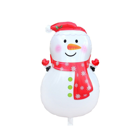 Articole petrecere - Balon Om de Zapada, Flippy, din Folie de Aluminiu, Tema Craciun, 65 x 43 cm, Alb/Rosu