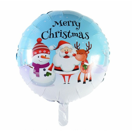 Baloane - Balon Rotund, Flippy, din Folie de Aluminiu, Tema Craciun Merry Christmas, 44.5x53 cm, Albastru